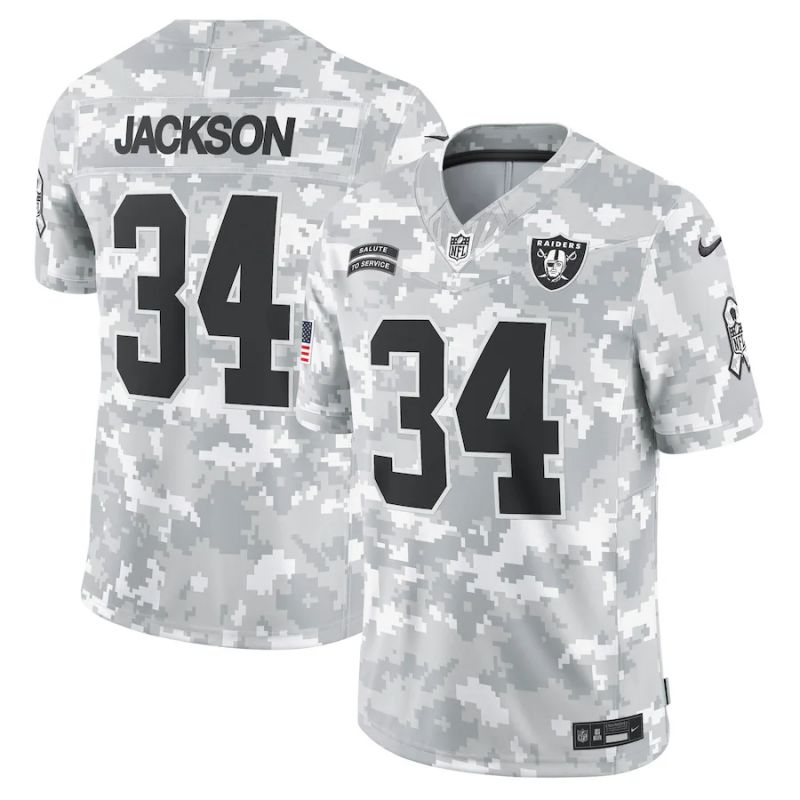 Men Oakland Raiders #34 Jackson Nike Arctic Camo 2024 Salute to Service Limited NFL Jersey